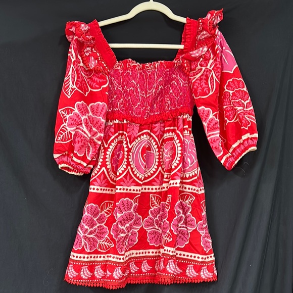 FARM Rio Red and Pink Mini Dress - Picture 3 of 7